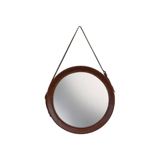 Leather Round Mirror 60cm